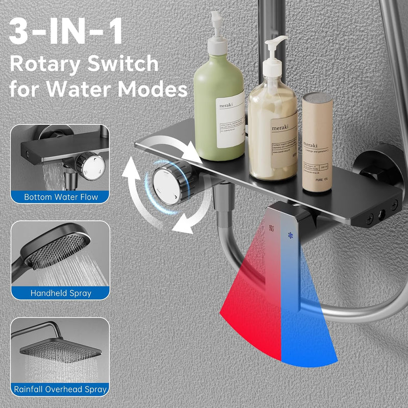 13" Rainfall Shower Set with Adjustable Riser Rail