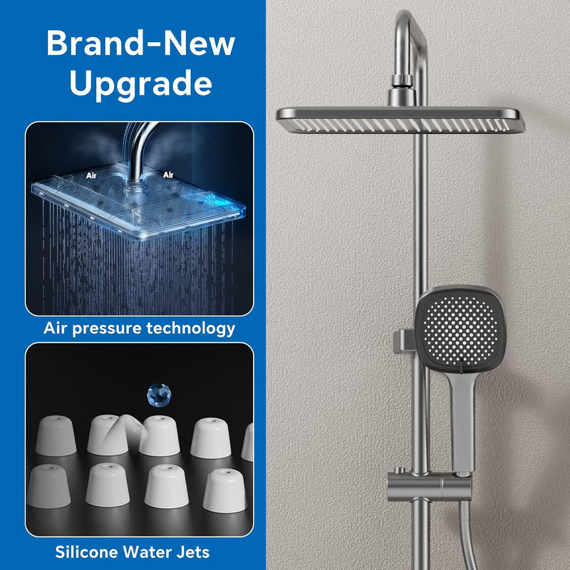 13" Rainfall Shower Set with Adjustable Riser Rail