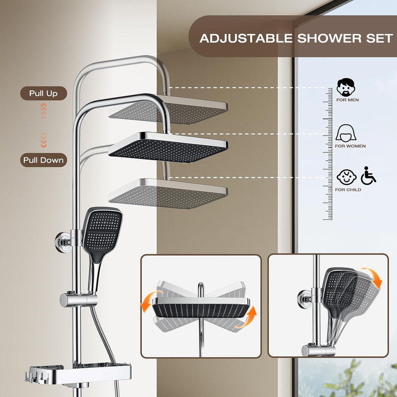 13" Rainfall Shower Set with Adjustable Riser Rail