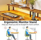 130x120CM L Shaped Desk with LED Lights Power