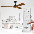 132CM Oak Grain Ceiling Fan with Light Smart