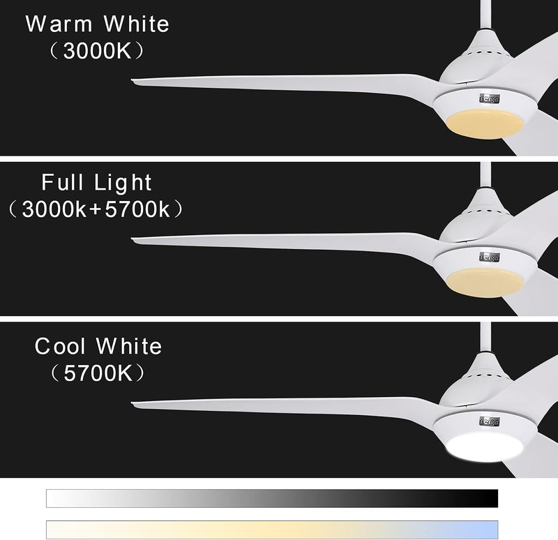 132CM Oak Grain Ceiling Fan with Light Smart