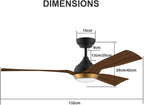 132CM Oak Grain Ceiling Fan with Light Smart