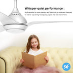 132CM Oak Grain Ceiling Fan with Light Smart