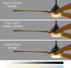 132CM Oak Grain Ceiling Fan with Light Smart