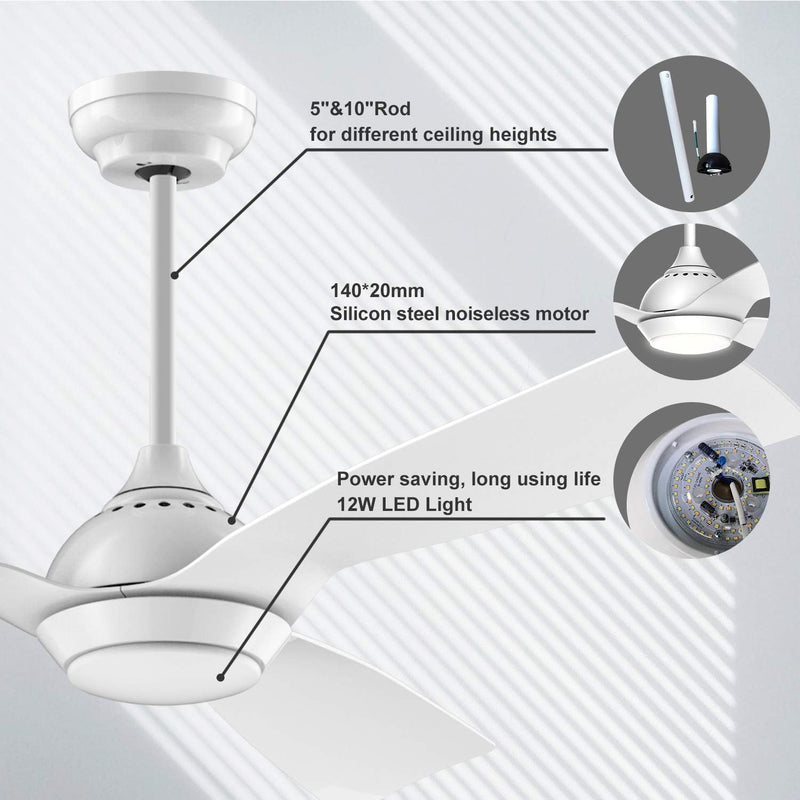 132CM Oak Grain Ceiling Fan with Light Smart
