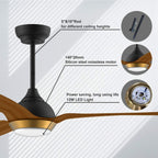 132CM Oak Grain Ceiling Fan with Light Smart