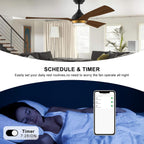 132CM Oak Grain Ceiling Fan with Light Smart