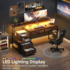 135CM Computer Desk with Power Outlet and Drawers