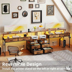 135CM Computer Desk with Power Outlet and Drawers