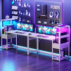 138x48CM Gaming Desk with LED Lights Carbon