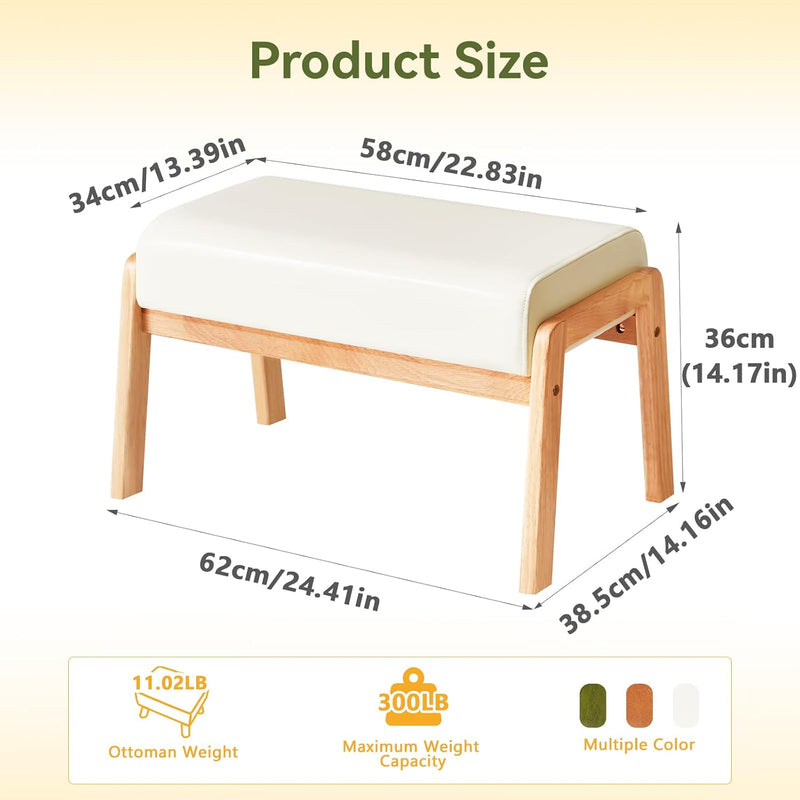 14.2” H Large Foot Stool Ottoman Rectangle PU