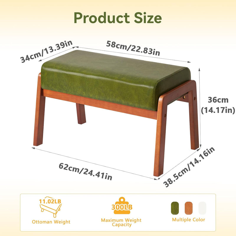 14.2” H Large Foot Stool Ottoman Rectangle PU