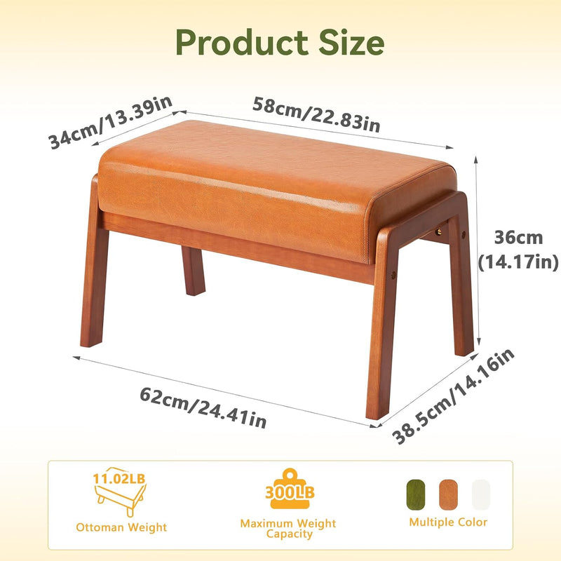14.2” H Large Foot Stool Ottoman Rectangle PU