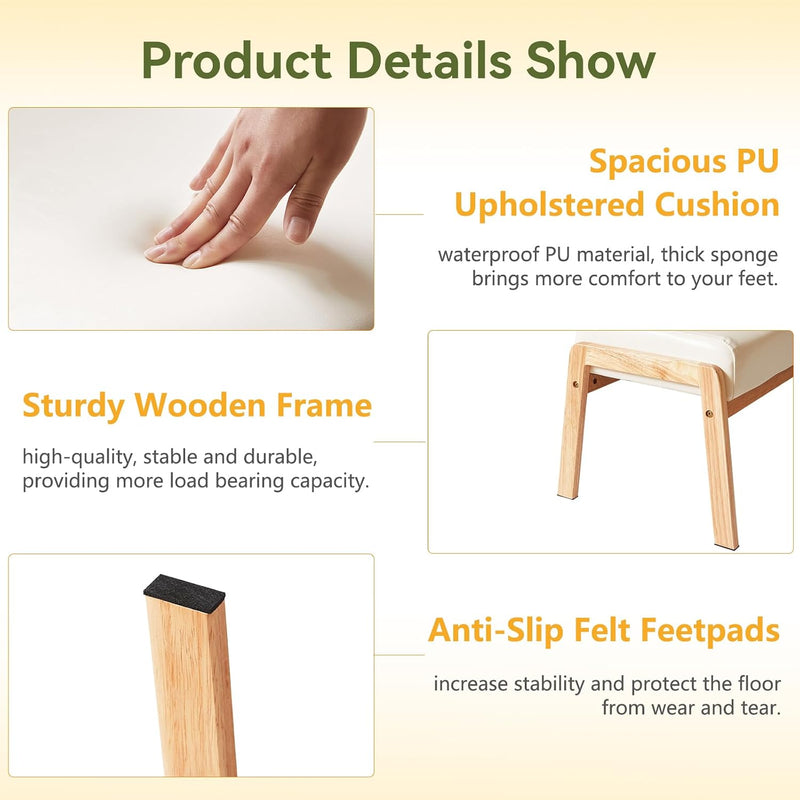 14.2” H Large Foot Stool Ottoman Rectangle PU