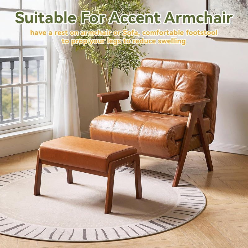 14.2” H Large Foot Stool Ottoman Rectangle PU