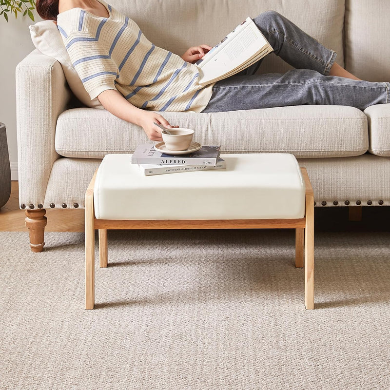14.2” H Large Foot Stool Ottoman Rectangle PU