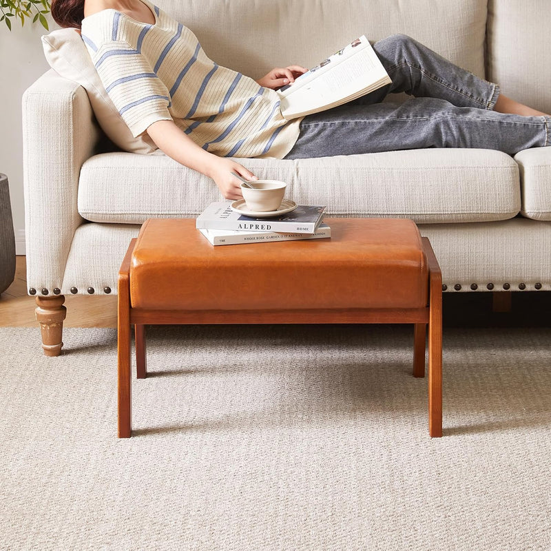 14.2” H Large Foot Stool Ottoman Rectangle PU