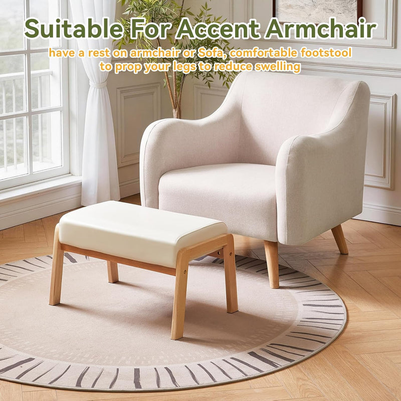 14.2” H Large Foot Stool Ottoman Rectangle PU