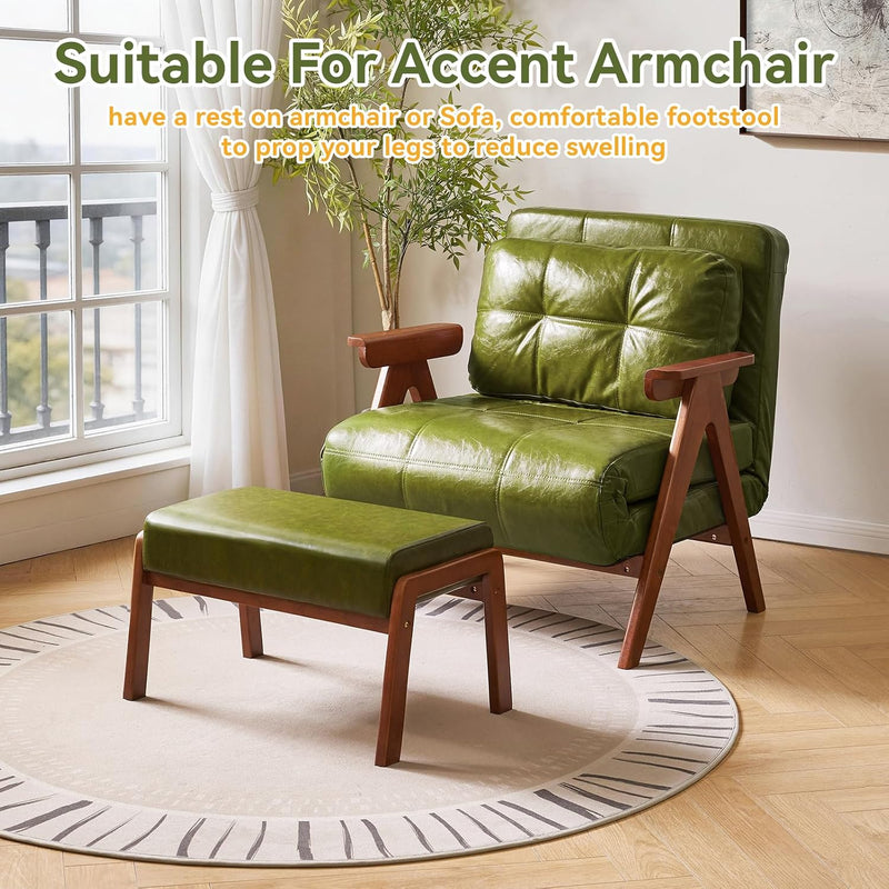 14.2” H Large Foot Stool Ottoman Rectangle PU