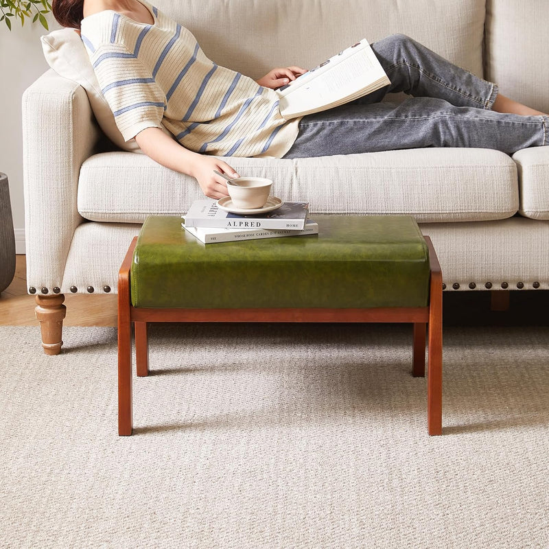 14.2” H Large Foot Stool Ottoman Rectangle PU