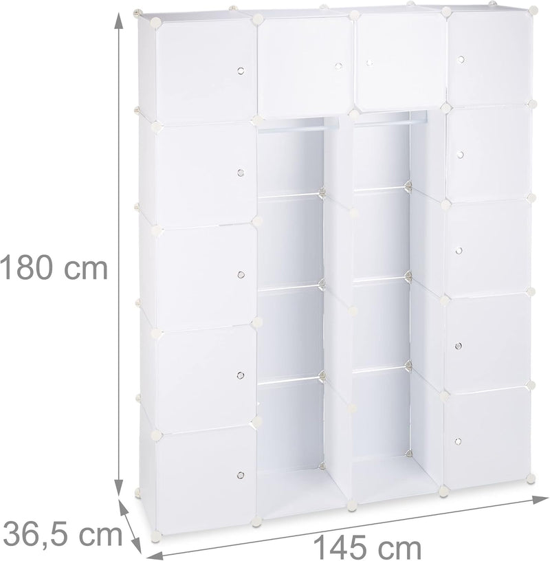 14-Compartment Shelving Unit Wardrobe Modular Plug-In Plastic