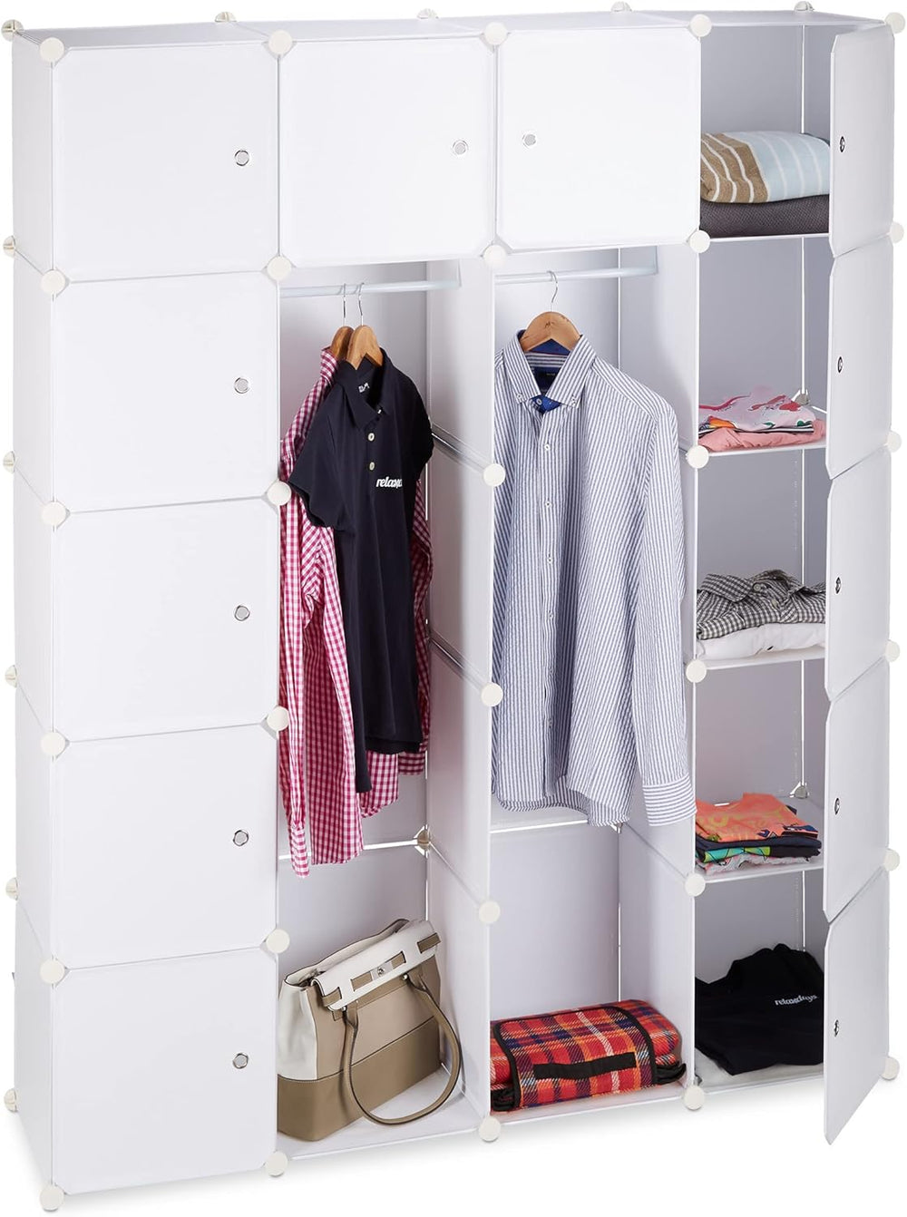14-Compartment Shelving Unit Wardrobe Modular Plug-In Plastic