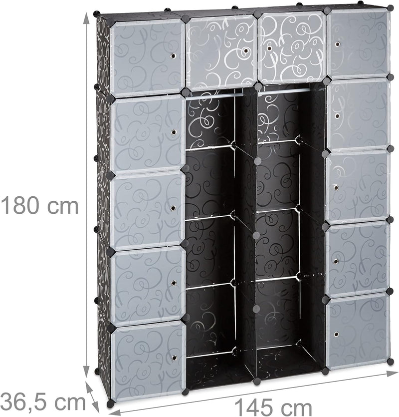 14-Compartment Shelving Unit Wardrobe Modular Plug-In Plastic