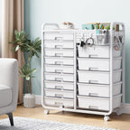 14-Drawer Craft Organiser Trolley Cart with Pegboard