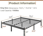 14 Inch Bed Frame with Mattress Slide Stopper