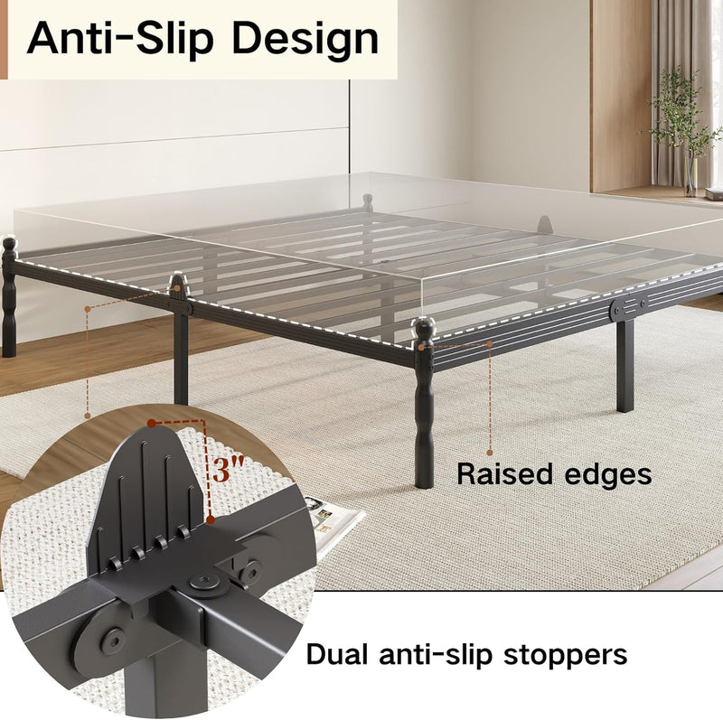 14 Inch Bed Frame with Mattress Slide Stopper