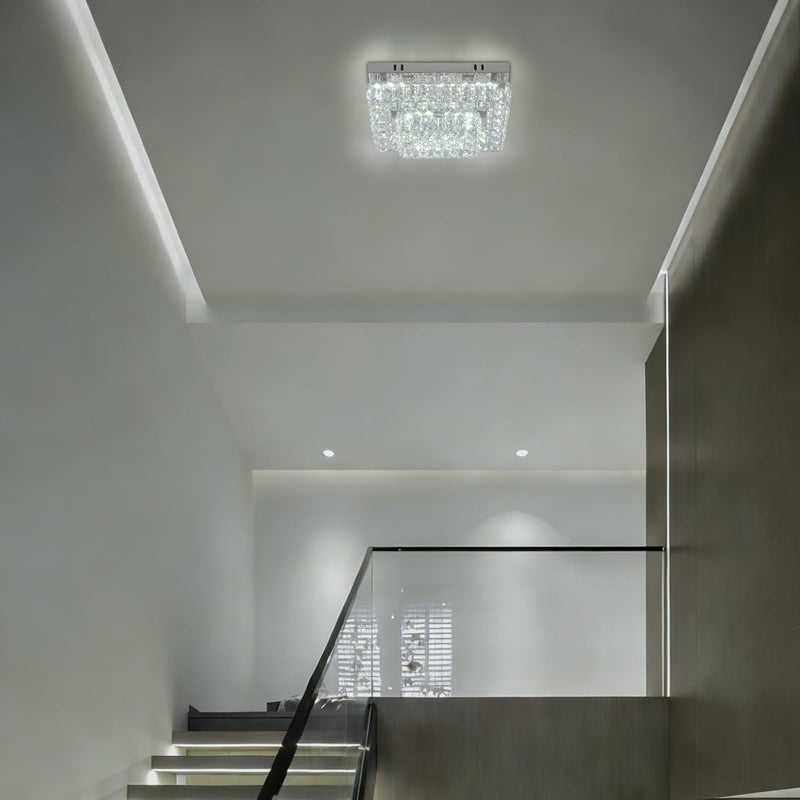 14 Inch Round Crystal Ceiling Light 3 Tier