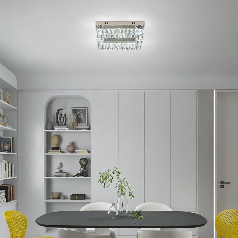 14 Inch Round Crystal Ceiling Light 3 Tier