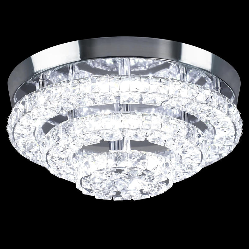 14 Inch Round Crystal Ceiling Light 3 Tier