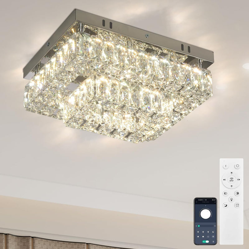 14 Inch Round Crystal Ceiling Light 3 Tier