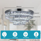 14 Inch Round Crystal Ceiling Light 3 Tier