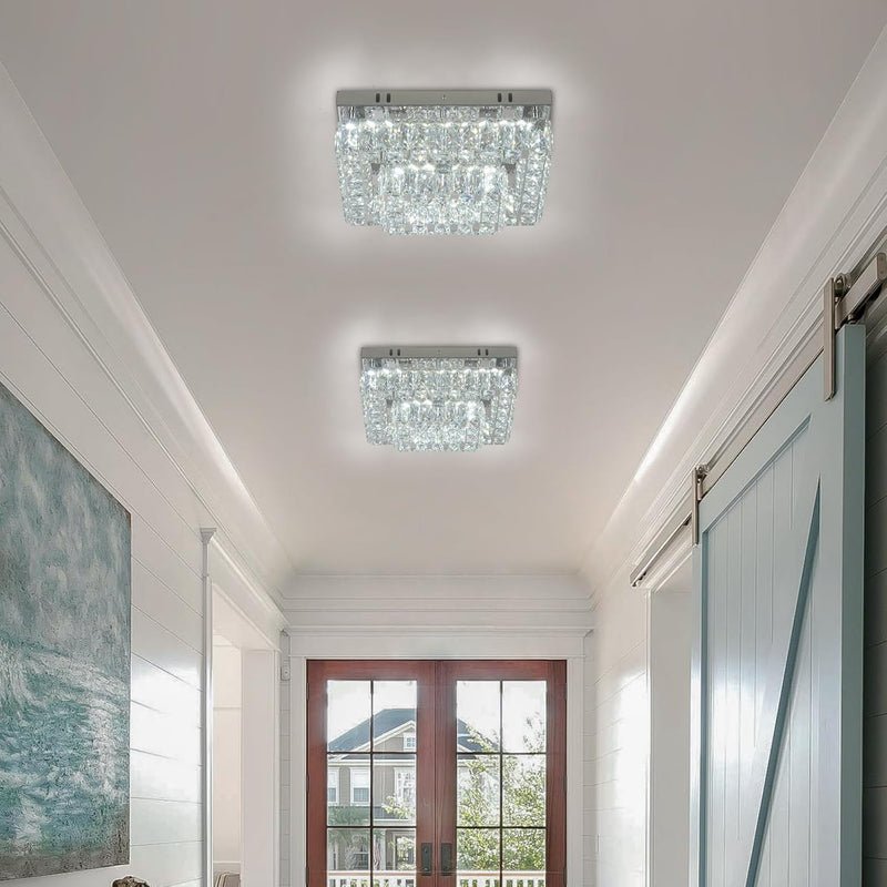14 Inch Round Crystal Ceiling Light 3 Tier