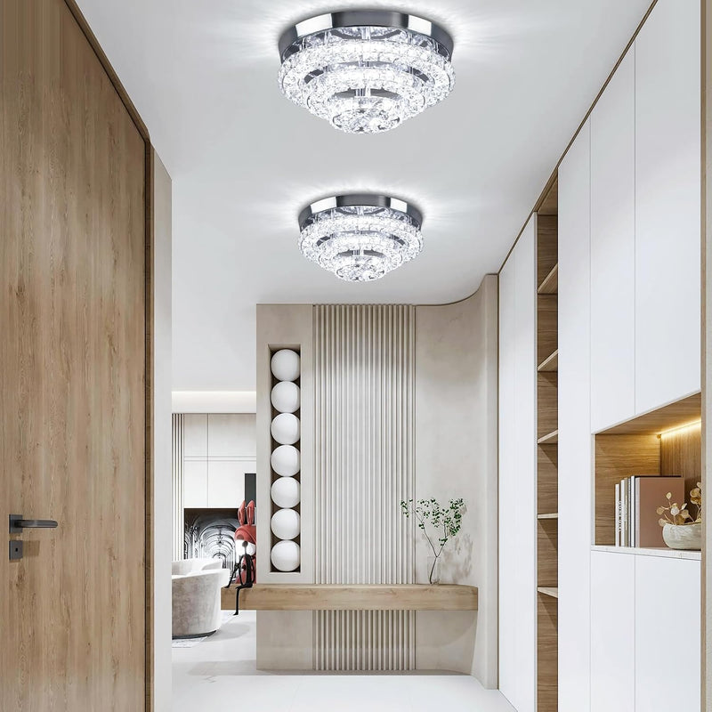 14 Inch Round Crystal Ceiling Light 3 Tier