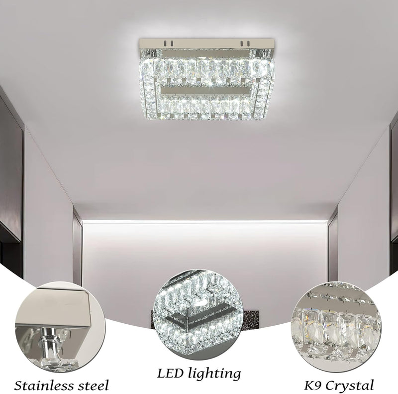 14 Inch Round Crystal Ceiling Light 3 Tier