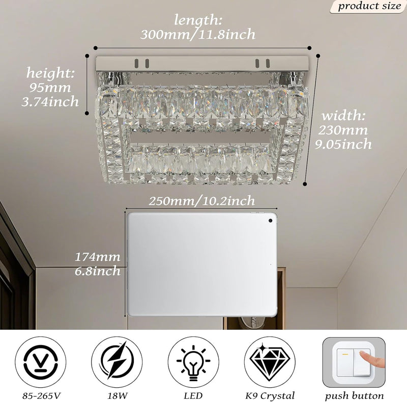 14 Inch Round Crystal Ceiling Light 3 Tier