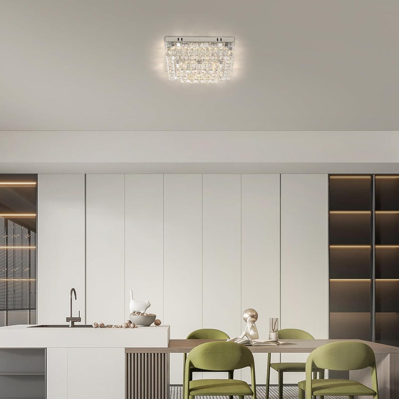 14 Inch Round Crystal Ceiling Light 3 Tier