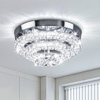 14 Inch Round Crystal Ceiling Light 3 Tier