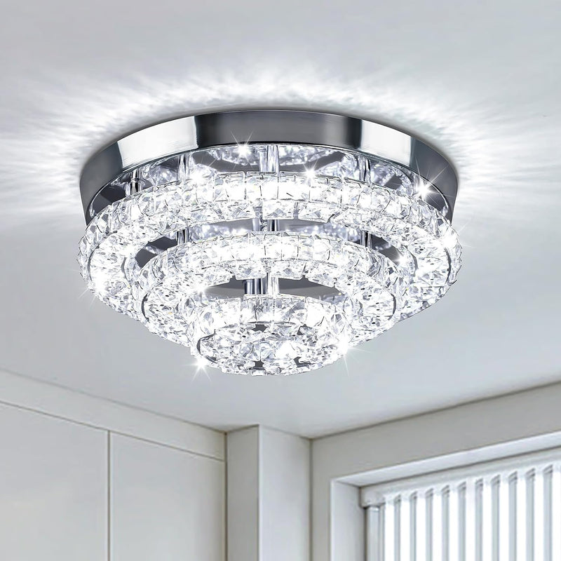 14 Inch Round Crystal Ceiling Light 3 Tier