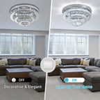 14 Inch Round Crystal Ceiling Light 3 Tier