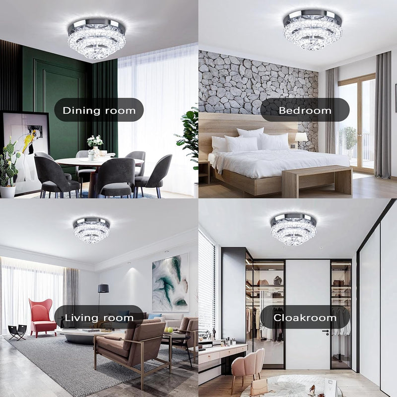 14 Inch Round Crystal Ceiling Light 3 Tier