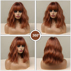 14 Inches Short Auburn Wig with Bangs