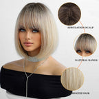 14 Inches Short Auburn Wig with Bangs