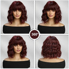 14 Inches Short Auburn Wig with Bangs