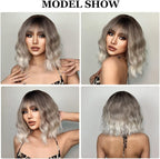 14 Inches Short Auburn Wig with Bangs