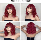 14 Inches Short Auburn Wig with Bangs